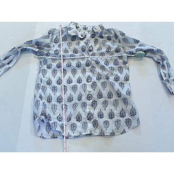 Talbots Navy Blue Allover Print Cotton Button Down Shirt, Size M - Picture 9 of 11